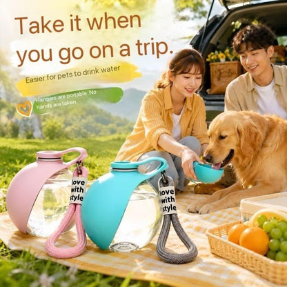 Round Dog Water Bottle 2 in 1 Portable Pet Drinking Cup