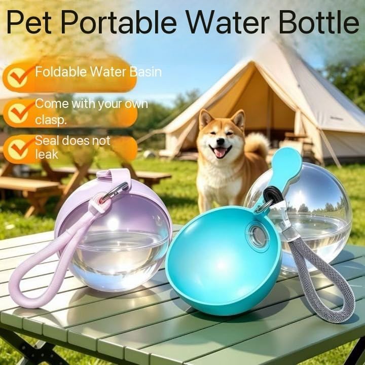 Round Dog Water Bottle 2 in 1 Portable Pet Drinking Cup